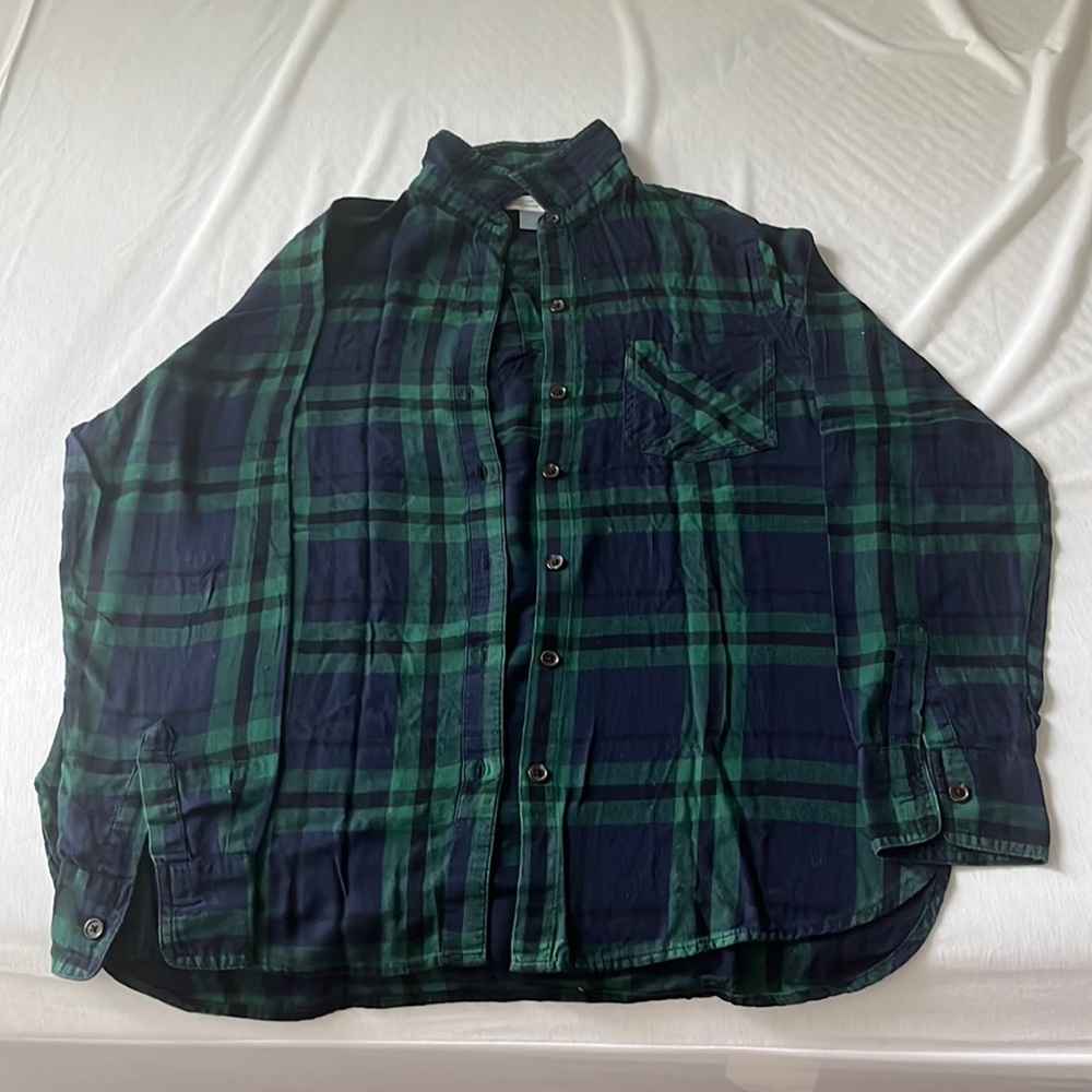 Old Navy Blue and Green Flannel